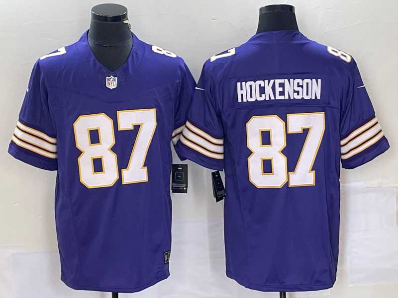 Men%27s Minnesota Vikings #87 TJ Hockenson Purple 2023 FUSE Vapor Limited Throwback Stitched Jersey->minnesota vikings->NFL Jersey